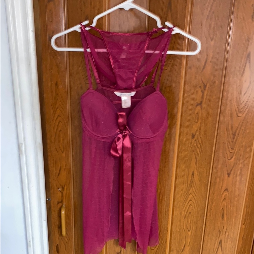 2 Piece Elegant Burgundy Babydoll Lingerie